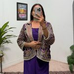 Lovely Purple Color Chinon Embroidery With Moti Lace Salwar Suit