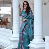 Nice Blue Color Soft Litchi Silk jacquard Work On All Over Saree