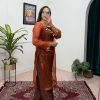 Nice Brown Color Organza Mirror Lace Work Salwar Suit
