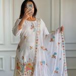 Shiny White Color Roman Silk With Embroidery Work Salwar Suit