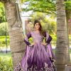 Stunning Purple Color Chinon Sequence Embroidery Work Gown