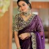 Super Purple Color Soft Organza Silk Thread Sequence Work Saree
