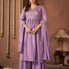 Trendy Purple Color Vichitra Embroidery Work Salwar Suit