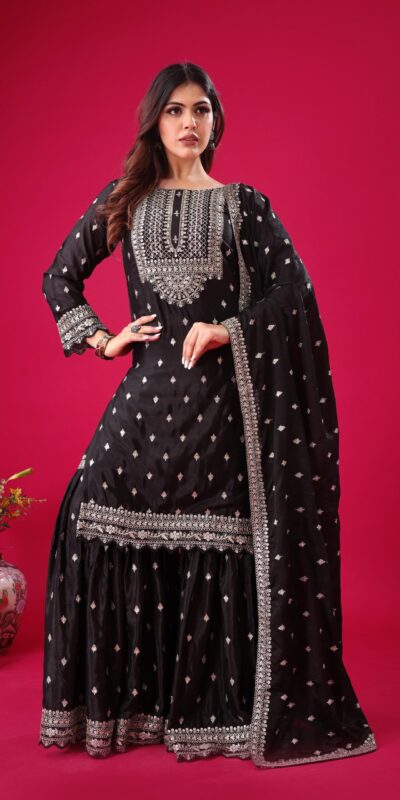 ZF 5006 Black Color Chinon Silk Sequence Work Salwar Suit Casual, Wedding, Festive, Events . Expected Delivery  4-6 Working Days @2149/- only      | Jump Suits, Salwar suit, Designer Suits, Casual Suits, Creative suits, Palazzo Suits, Party Wear Suits, Patiala Suits, Straight Suits