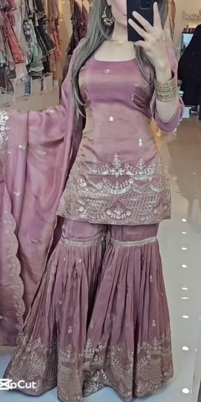 SSR 511 Onion Color Chinon Silk Sequence Work Salwar Suit Casual, Wedding, Festive, Events . Expected Delivery 4-6 Working Days @2099/- only | Jump Suits, Salwar suit, Designer Suits, Casual Suits, Creative suits, Palazzo Suits, Party Wear Suits, Patiala Suits, Straight Suits