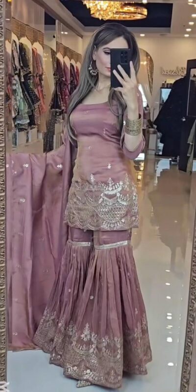 SSR 511 Onion Color Chinon Silk Sequence Work Salwar Suit Casual, Wedding, Festive, Events . Expected Delivery 4-6 Working Days @2099/- only | Jump Suits, Salwar suit, Designer Suits, Casual Suits, Creative suits, Palazzo Suits, Party Wear Suits, Patiala Suits, Straight Suits