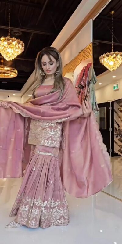 SSR 511 Onion Color Chinon Silk Sequence Work Salwar Suit Casual, Wedding, Festive, Events . Expected Delivery  4-6 Working Days @2099/- only      | Jump Suits, Salwar suit, Designer Suits, Casual Suits, Creative suits, Palazzo Suits, Party Wear Suits, Patiala Suits, Straight Suits