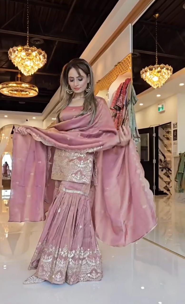 SSR 511 Onion Color Chinon Silk Sequence Work Salwar Suit Casual, Wedding, Festive, Events . Expected Delivery 4-6 Working Days @2099/- only | Jump Suits, Salwar suit, Designer Suits, Casual Suits, Creative suits, Palazzo Suits, Party Wear Suits, Patiala Suits, Straight Suits