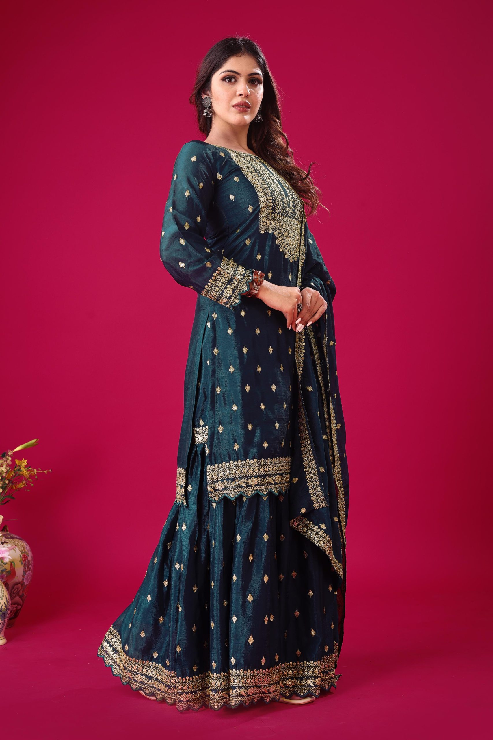 ZF 5006 Peacock Blue Color Chinon Silk Sequence Work Salwar Suit Casual, Wedding, Festive, Events . Expected Delivery 4-6 Working Days @2149/- only | Jump Suits, Salwar suit, Designer Suits, Casual Suits, Creative suits, Palazzo Suits, Party Wear Suits, Patiala Suits, Straight Suits