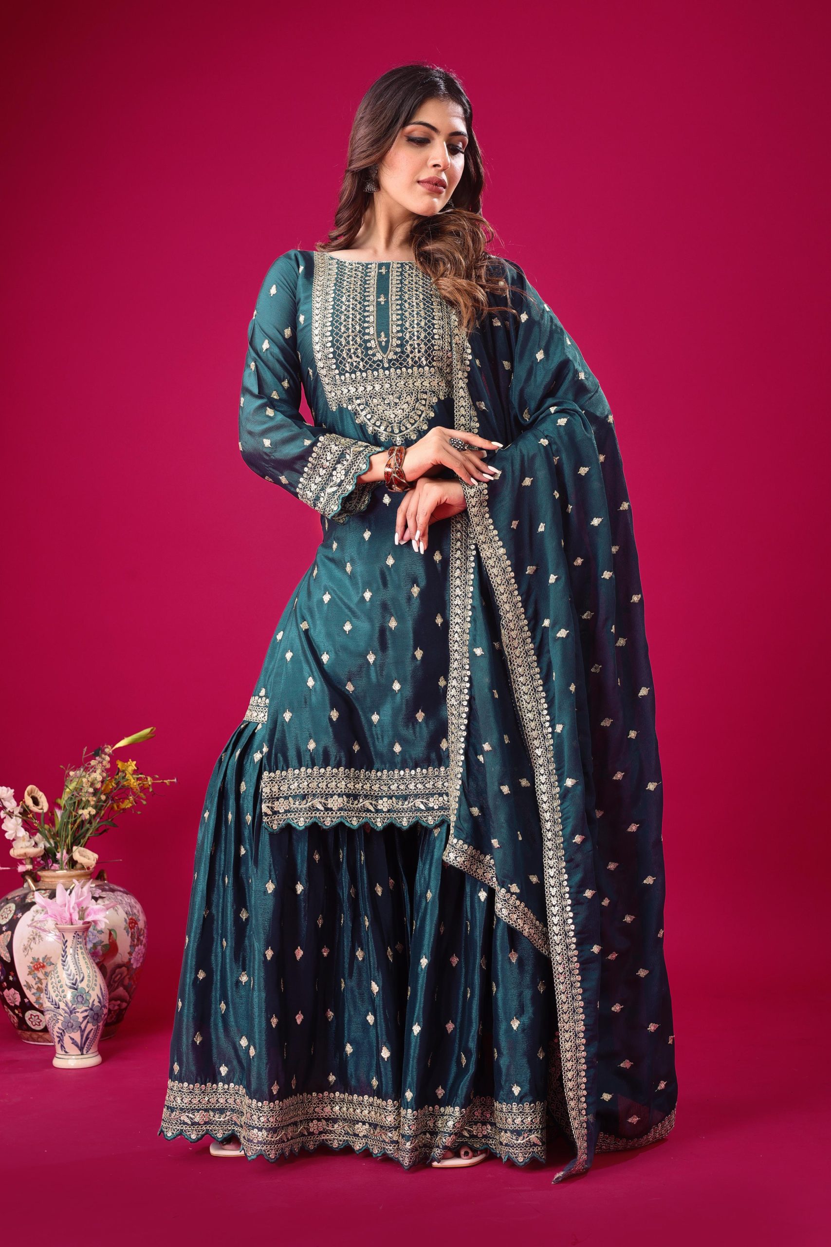 ZF 5006 Peacock Blue Color Chinon Silk Sequence Work Salwar Suit Casual, Wedding, Festive, Events . Expected Delivery 4-6 Working Days @2149/- only | Jump Suits, Salwar suit, Designer Suits, Casual Suits, Creative suits, Palazzo Suits, Party Wear Suits, Patiala Suits, Straight Suits