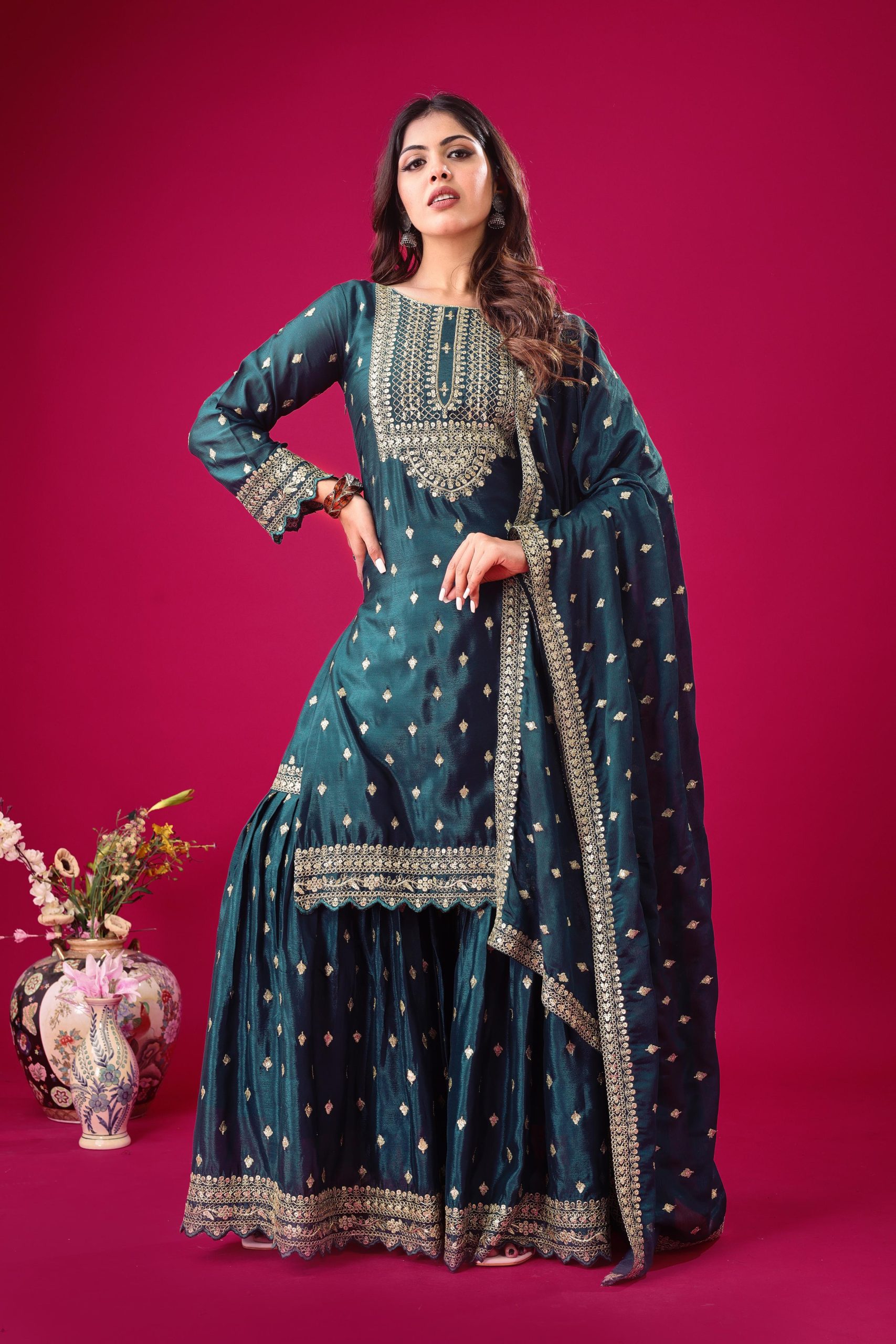 ZF 5006 Peacock Blue Color Chinon Silk Sequence Work Salwar Suit Casual, Wedding, Festive, Events . Expected Delivery 4-6 Working Days @2149/- only | Jump Suits, Salwar suit, Designer Suits, Casual Suits, Creative suits, Palazzo Suits, Party Wear Suits, Patiala Suits, Straight Suits