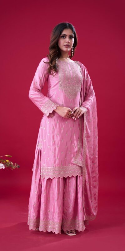 ZF 5006 Pink Color Chinon Silk Sequence Work Salwar Suit Casual, Wedding, Festive, Events . Expected Delivery 4-6 Working Days @2149/- only | Jump Suits, Salwar suit, Designer Suits, Casual Suits, Creative suits, Palazzo Suits, Party Wear Suits, Patiala Suits, Straight Suits