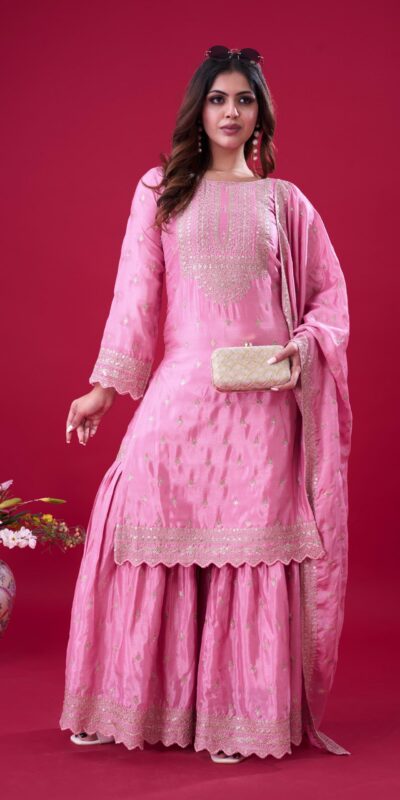 ZF 5006 Pink Color Chinon Silk Sequence Work Salwar Suit Casual, Wedding, Festive, Events . Expected Delivery  4-6 Working Days @2149/- only      | Jump Suits, Salwar suit, Designer Suits, Casual Suits, Creative suits, Palazzo Suits, Party Wear Suits, Patiala Suits, Straight Suits