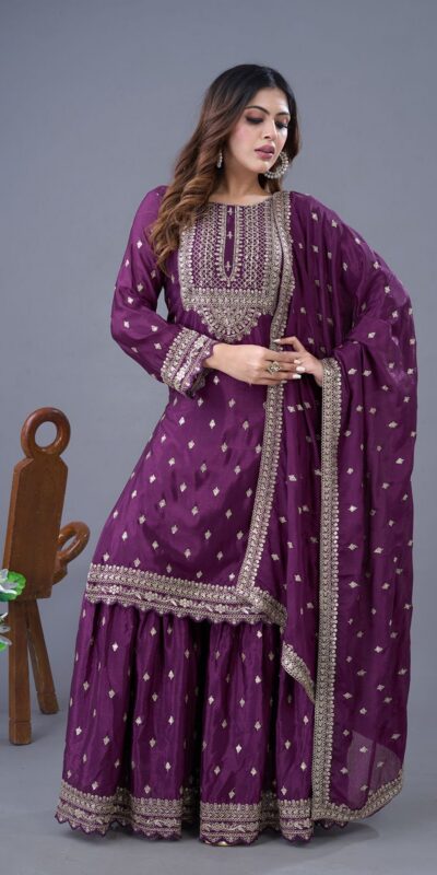 ZF 5006 Wine Color Chinon Silk Sequence Work Salwar Suit Casual, Wedding, Festive, Events . Expected Delivery 4-6 Working Days @2149/- only | Jump Suits, Salwar suit, Designer Suits, Casual Suits, Creative suits, Palazzo Suits, Party Wear Suits, Patiala Suits, Straight Suits