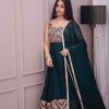 Classic Rama Green Color Georgette Embroidery Sequence Work Gown