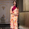 YNF 7026 Cream Color Satin Silk Printed Saree Casual, Wedding, Festive, Events . Expected Delivery  4-6 Working Days @1599/- only                                                                                                                                           | Sarees, Bollywood Sarees, Creative Sarees, Designer Sarees, Embroidered Sarees, Ethnic Saree, Modern Digital sarees, Party Wear Sarees