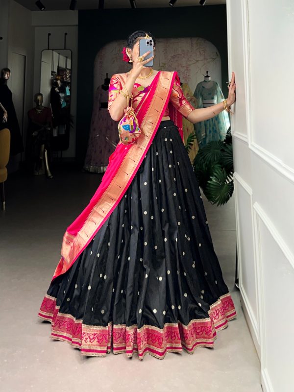 Black Jacquard Weaving Lehenga Choli