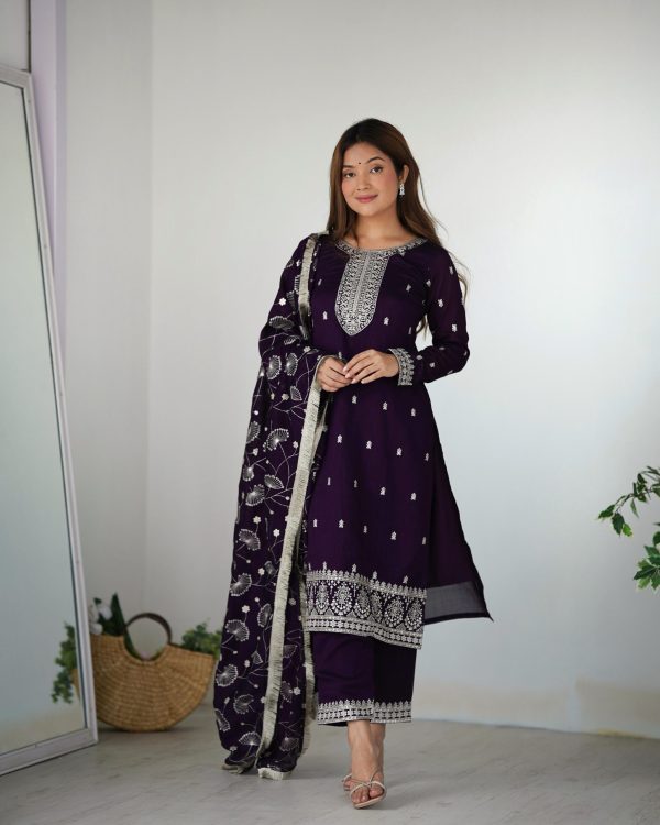 Purple Rangoli Silk Sequence Jari Work Salwar Suit