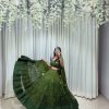 Green Georgette Mirror Work Lehenga Choli