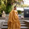 Mustard Chanderi Plain With Zari Weaving Work Border Lehenga Choli