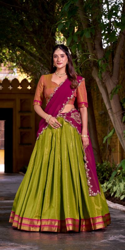 Rani Pink Kanchipuram Weaving Lehenga Choli