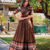 Brown Chanderi Plain Lehenga Choli