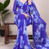 Blue Chiffon Printed Saree
