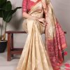 Cream Jacquard Weaving Saree