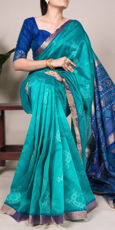 Firozi Jacquard Weaving Saree