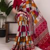 Maroon Chanderi Printed Saree