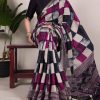 Navy Blue Chanderi Printed Saree