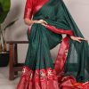 Green Tussar Chex Patola Saree