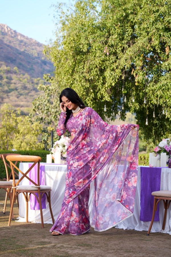 Onion Weightless Printed Pearl Saree