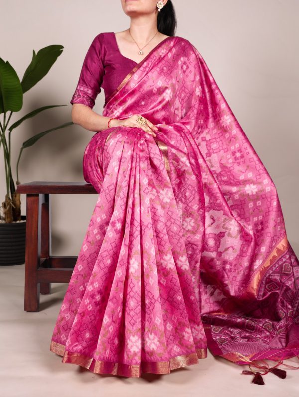 Pink Jacquard Patola Saree