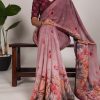 Onion Georgette Floral Saree