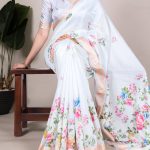 Sky Blue Tussar Printed Saree