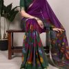 Purple Polyester Printed Saree