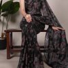 Black Lurex Floral Viscose Saree