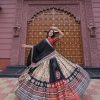 Black Rayon Printed Lehenga Choli