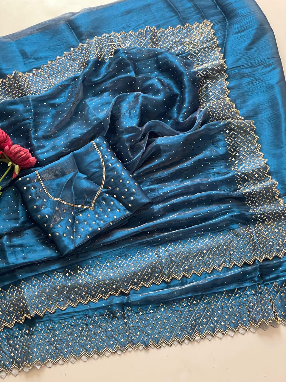 Blue Jimmy Choo Diamond Saree - Image 2