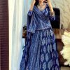 Blue Rayon Printed Lehenga Choli