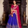 Blue Tasar Printed Foil Work Lehenga Choli