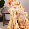 Cream Viscose Printed Saree