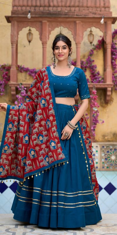 LNB 1697 Firozi Color Pure Cotton Plain With Gota Patti Touch Up Lehenga Choli Wedding, Party, Festive, Events Etc. Delivery 4-6 Working Days Rs 3499 | Lehenga, Bollywood Lehenga, Creative Lehenga, Designer Lehenga, Embroidered Lehenga, Party Wear Lehenga