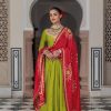Green Chinon Border Lace Salwar Suit