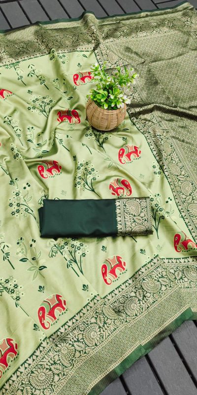 KP 6004 Green Soft Lichi Silk Jacquard Work With Designer Work Saree. Grab it for ₹1499. Delivery 4-6 Working Days. Shop now. | Sarees, Bollywood Sarees, Creative Sarees, Designer Sarees, Embroidered Sarees, Ethnic Saree, Modern Digital sarees, Party Wear Sarees