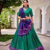 Green Tasar Silk Bandhej Print Lehenga Choli