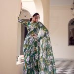 Green Weightless Floral Printed Saree