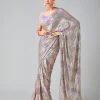 Lavender Georgette Sequins Work Saree
