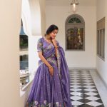 Lavender Gold Crush Sequins Embroidery Work Lehenga Choli